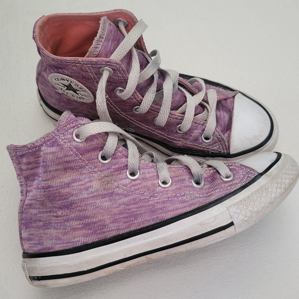 Converse Lavender High-Tops with White Accents All Star Shoes Girls Sz 1